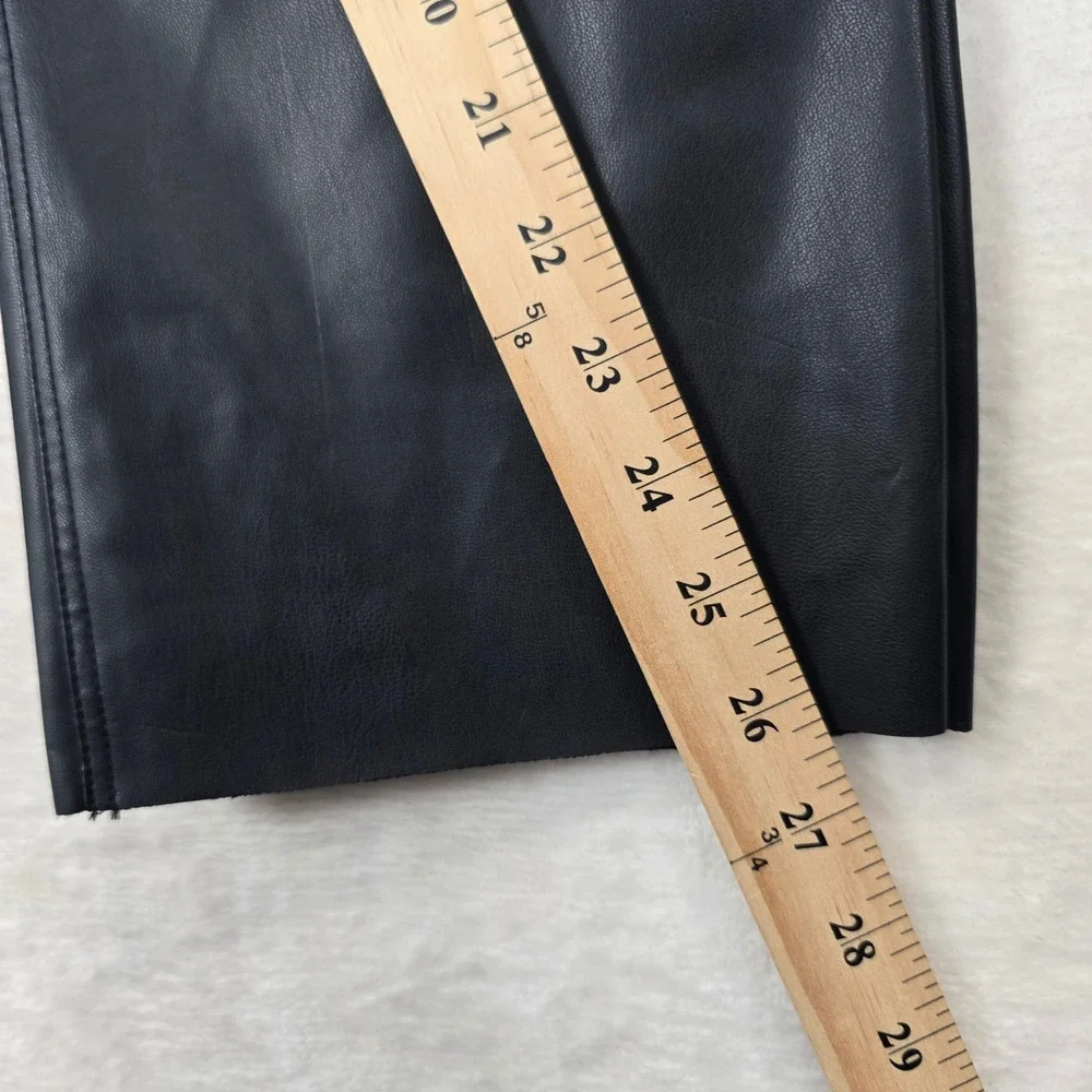NWT Zara The Dreed Pant Black Faux Leather High Rise Cropped Flared Womens 10